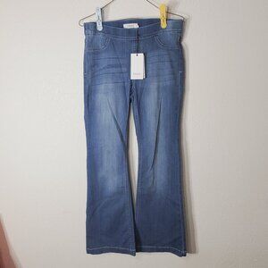 Cello Deluxe Comfort Stretch Size Medium Blue Flare Jeans RN#129203 Acid wash